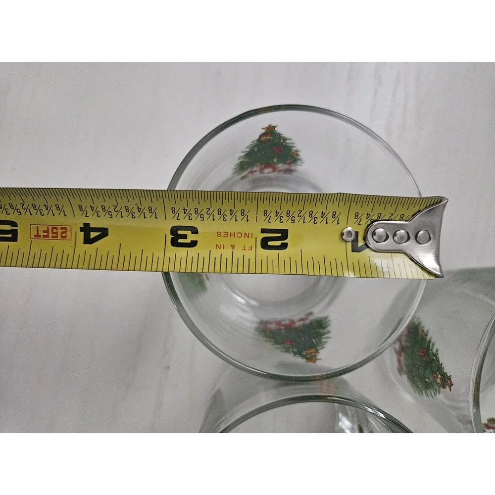 Christmas Tree Glasses Lowball Whiskey Rocks Retro Glass Set of 3 Vintage‎